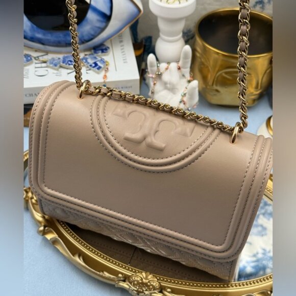 🆕 TORY BURCH 🧿 NWOT Fleming Small Convertible Shoulder Bag, Beige In Bedrock - Picture 6 of 14